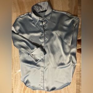 Zara silk blue button down